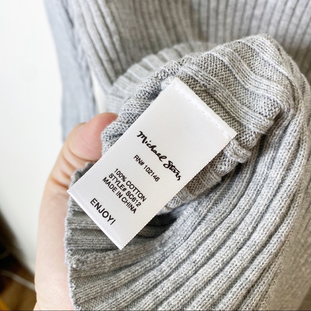Michael Stars Gray Ribbed Crew Neck Sweater - Picture 9 of 9
